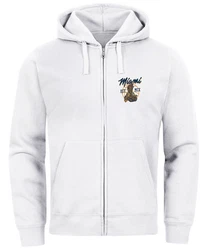 Neverless Sweatjacke Zip-Hoodie Herren mit Kapuze Print Miami College USA Weiß/Creme/Hellgrau/Hellblau