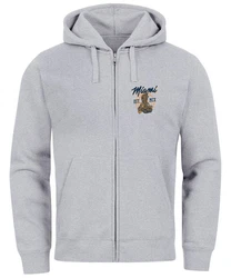 Neverless Sweatjacke Zip-Hoodie Herren mit Kapuze Print Miami College USA Hellgrau/Grau