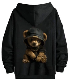 Hoodie Herren Pullover Pulli Kapuzenpullover Sweatshirt Gangster Teddy Br mit Kapuze