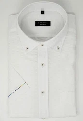 Eterna Kurzarmhemd Regular Fit Seersucker Weiß/Creme/Dunkelrot/Rot