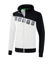 Erima Sweatjacke 5-C Trainingsjacke mit Kapuze Schwarz/Weiß