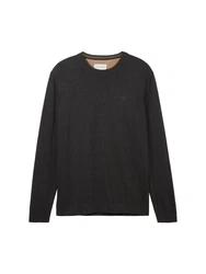TOM TAILOR Strickpullover BASIC CREWNECK Schwarz/Grau Melange