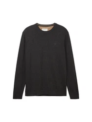 TOM TAILOR Strickpullover BASIC CREWNECK Schwarz/Grau Melange