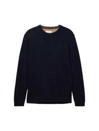 Strickpullover basic crewneck knit, Knitted Navy Melange