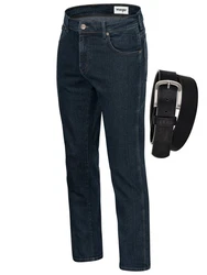 Wrangler Texas Stretch Herrenjeans mit Gürtel Dunkelblau/Blau