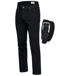 Wrangler Texas Stretch Herrenjeans mit Gürtel Schwarz/Dunkelblau