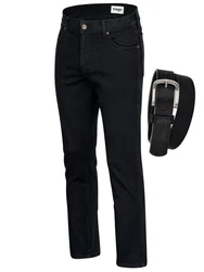 Wrangler Texas Stretch Herrenjeans mit Gürtel Schwarz/Dunkelblau