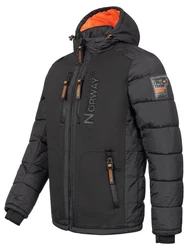 Geographical Norway Winterjacke Outdoorjacke mit Kapuze Schwarz/Dunkelgrau/Grau