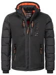 Geographical Norway Winterjacke Outdoorjacke mit Kapuze Schwarz/Dunkelgrau/Grau
