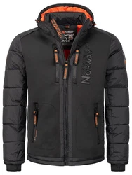 Geographical Norway Winterjacke Outdoorjacke mit Kapuze Schwarz/Dunkelgrau/Grau