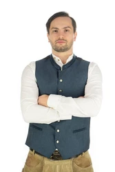 OS-Trachten Trachtenweste Krazam Gilet Grau/Hellblau/Blau/Dunkelblau