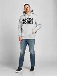 Jack & Jones Plus Sweatshirt 'JJEcorp' graumeliert/schwarz