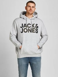 Jack & Jones Plus Sweatshirt 'JJEcorp' graumeliert/schwarz