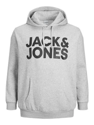 Jack & Jones Plus Sweatshirt 'JJEcorp' graumeliert/schwarz