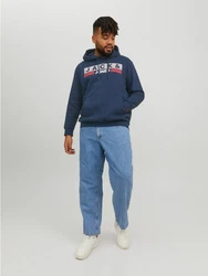 Jack & Jones Plus Sweatshirt 'JJEcorp' blau/grau/rot/weiß