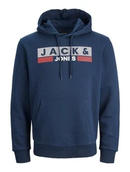 Jack & Jones Plus Sweatshirt 'JJEcorp' blau/grau/rot/weiß