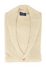 Strickjacke Strickjacke - Casual Fit - Einfarbig - Beige (1-tlg)