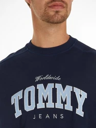 Tommy Jeans Sweatshirt TJM BOXY VARSITY CREW EXT Dunkelblau/Blau/Hellblau