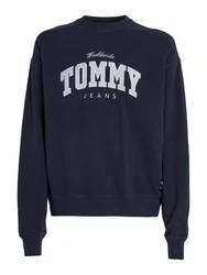 Tommy Jeans Sweatshirt TJM BOXY VARSITY CREW EXT Dunkelblau/Blau/Hellblau