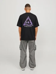 Jack & Jones Rundhalsshirt JCOTRIANGLE TEE SS CREW NECK SN Schwarz/Dunkelblau