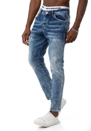 Slim-fit-Jeans Jeanshose Antifit Denim Distressed-Look