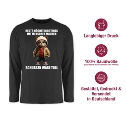Shirtracer Rundhalsshirt Statement Schubsen wre toll Heute mchte ich etwas mit Menschen machen Dunkelgrün/Braun/Grau/Dunkelrot/Rot