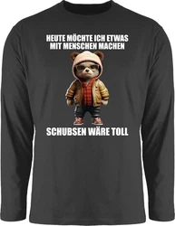 Shirtracer Rundhalsshirt Statement Schubsen wre toll Heute mchte ich etwas mit Menschen machen Dunkelgrün/Braun/Grau/Dunkelrot/Rot