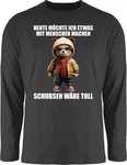 Shirtracer Rundhalsshirt Statement Schubsen wre toll Heute mchte ich etwas mit Menschen machen Dunkelgrün/Braun/Grau/Dunkelrot/Rot