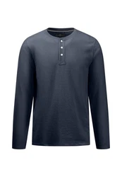 FYNCH-HATTON Langarmshirt mit Knopfleiste Dunkelblau/Blau/Grau