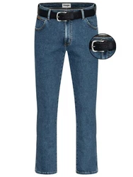 Wrangler Texas Stretch Herrenjeans mit Gürtel Blau/Dunkelblau/Schwarz