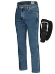 Wrangler Texas Stretch Herrenjeans mit Gürtel Blau/Dunkelblau/Schwarz