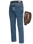 Wrangler Texas Stretch Herrenjeans mit Gürtel Blau/Fliederfarben/Braun