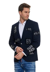 Denim Distriqt Herren Sakko Totenkopf Hellblau/Dunkelblau/Blau