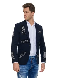 Denim Distriqt Herren Sakko Totenkopf Hellblau/Dunkelblau/Blau