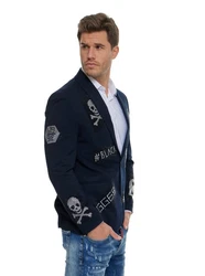 Denim Distriqt Herren Sakko Totenkopf Hellblau/Dunkelblau/Blau