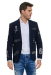 Denim Distriqt Herren Sakko Totenkopf Hellblau/Dunkelblau/Blau