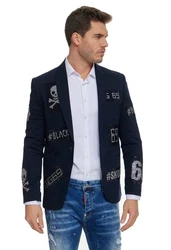 Denim Distriqt Herren Sakko Totenkopf Hellblau/Dunkelblau/Blau