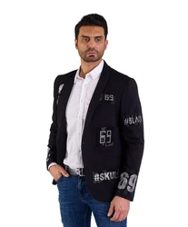 Denim Distriqt Herren Sakko Totenkopf Schwarz