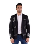 Denim Distriqt Herren Sakko Totenkopf Schwarz