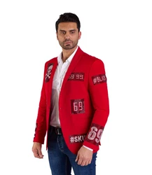 Denim Distriqt Herren Sakko Totenkopf Rot (52)