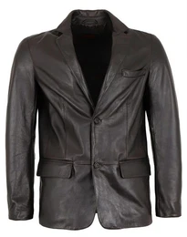 Lederjacke Claudio - Herren Lederjacke Sakko Lammnappa dunkelbraun