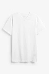Next T-Shirt Slim Fit mit V-Ausschnitt Weiß/Creme/Grau