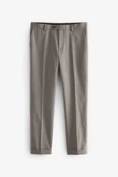 Next Anzughose Anzug mit Fischgratmuster Khaki/Braun/Grau/Beige