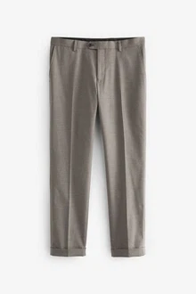 Next Anzughose Anzug mit Fischgratmuster Khaki/Braun/Grau/Beige