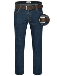 Wrangler Texas Stretch Herrenjeans mit Gürtel Blau/Braun/Dunkelbraun/Beige