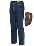 Wrangler Texas Stretch Herrenjeans mit Gürtel Blau/Braun/Dunkelbraun/Beige