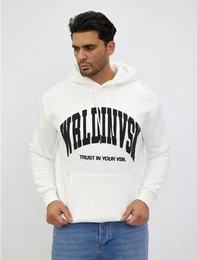 Hoodie Herren Hoddy in SLIM-Fit mit feinem Schriftprint Wei L