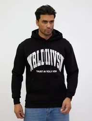 Denim Distriqt Hoodie Herren Slim-Fit Schwarz