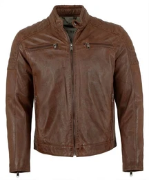 Lederjacke DMEldrick - Herren Lederjacke Lammnappa dunkel cognac