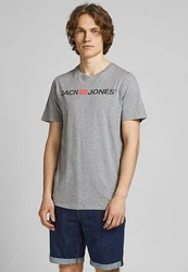 Jack & Jones T-Shirt JJECORP LOGO Print Kurzarm 2-er Stck Pack (3661) Grau (3661)